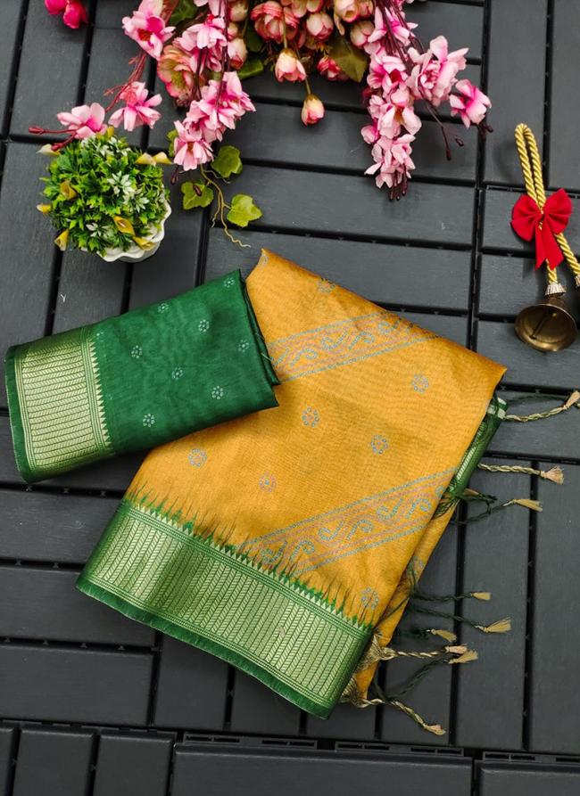 Silk Yellow Daily Wear Bandhani Print Saree